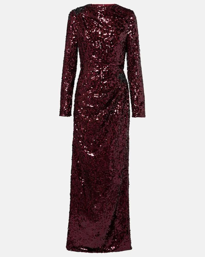 Erdem Robe mit Pailletten Burgunderrot