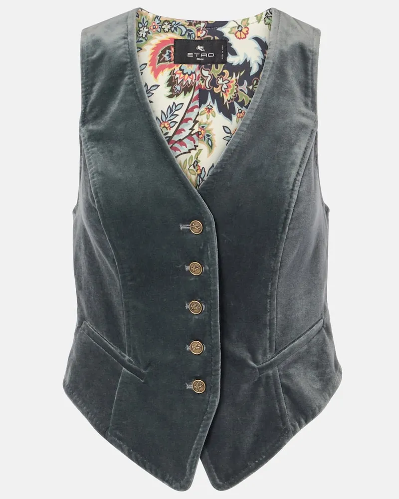 Etro Weste aus Samt Blau