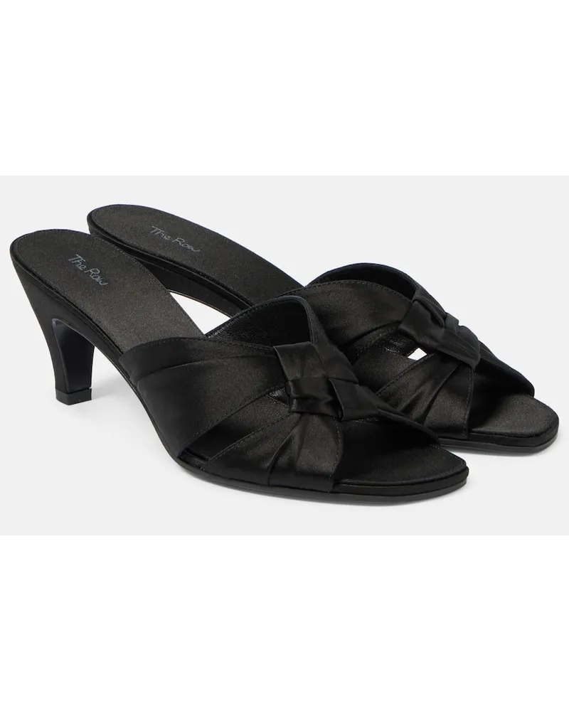The Row Pantoletten Soft Knot 65 aus Satin Schwarz
