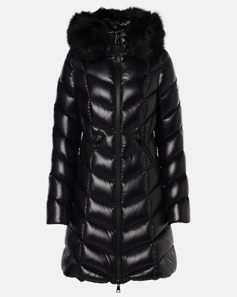 Moncler Daunenmantel Fulmarus mit Shearling Schwarz