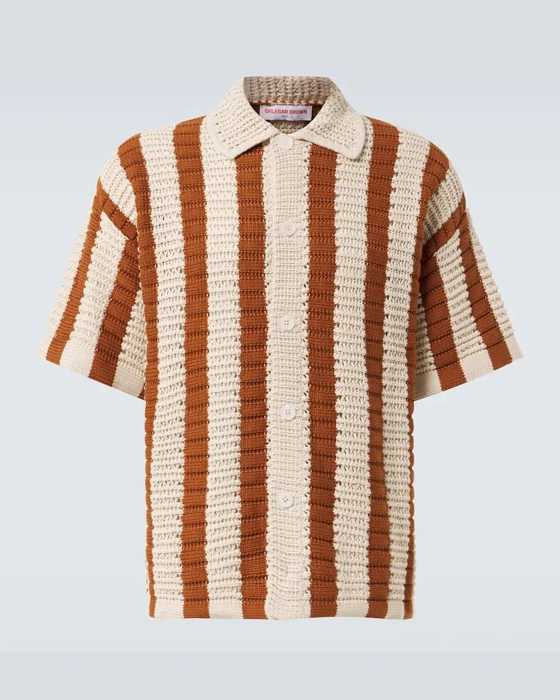 Orlebar Brown Hemd Thomas aus Häkelstrick Beige