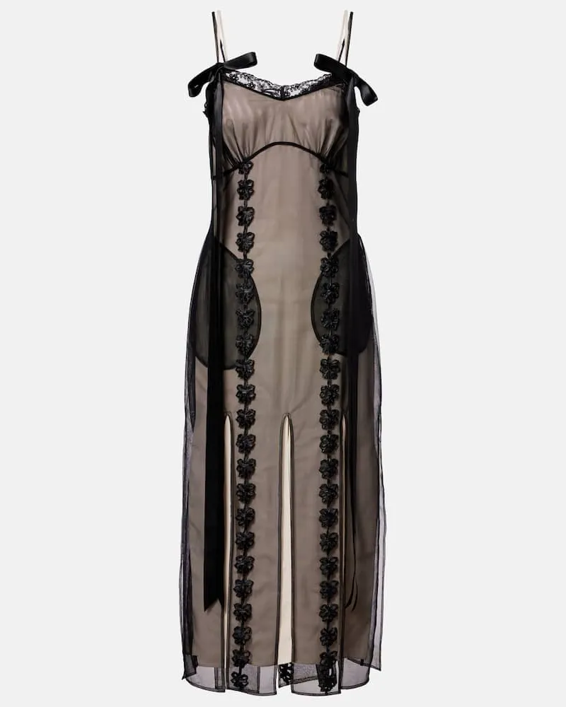 Simone Rocha Midikleid mit Spitze Schwarz