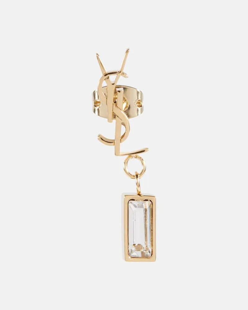 Saint Laurent Einzelner Ohrring YSL mit Kristall Gold