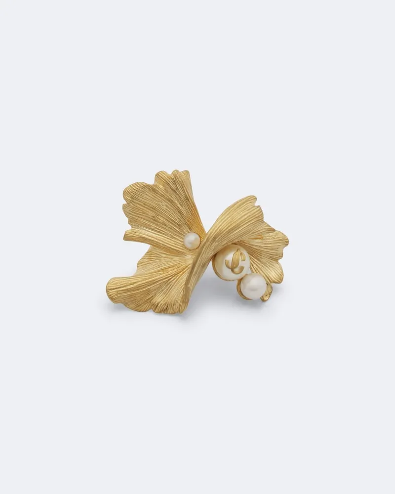 Jimmy Choo Ring Wave mit Zierperlen Gold