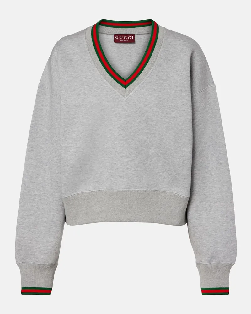 Gucci Sweatshirt Web Stripe aus Jersey Grau