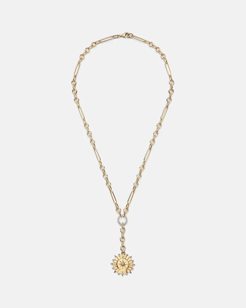 FOUNDRAE Halskette Internal Compass Small aus 18kt Gelbgold mit Diamanten Gold