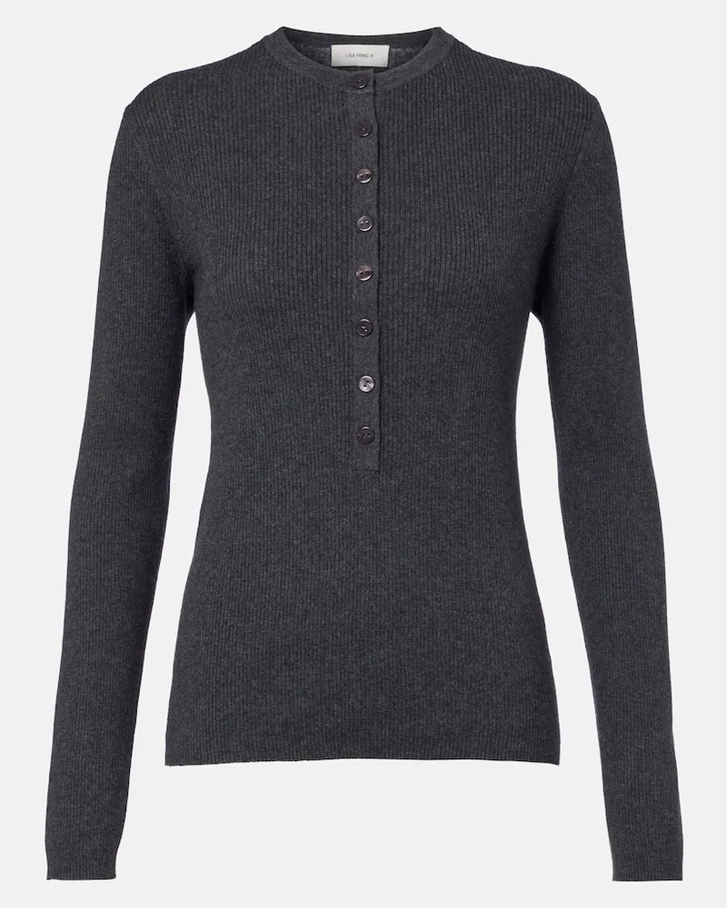 Lisa Yang Henley-Hemd Airi aus Baumwolle und Kaschmir Grau