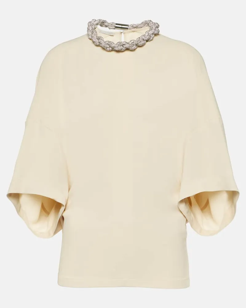 Stella McCartney Verziertes Oversize-Top aus Cady Weiß