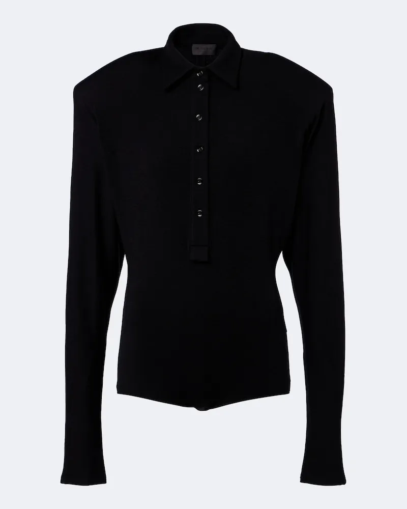 Thierry Mugler Polopullover aus einem Wollgemisch Schwarz