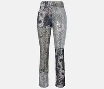 Schmale Patchwork-Hose mit Pailletten