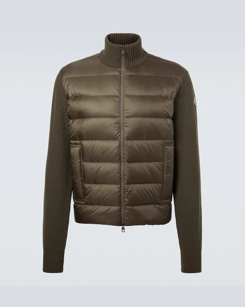 Moncler Daunenjacke aus Wolle und Kaschmir Grün
