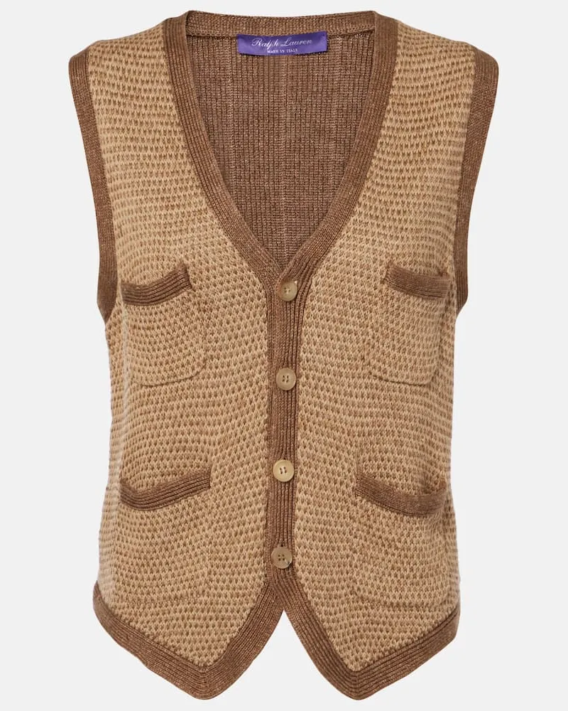 Ralph Lauren Weste aus Leinen und Seide Beige