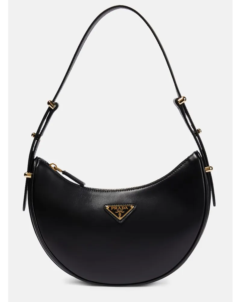 Prada Schultertasche Arqué aus Leder Schwarz