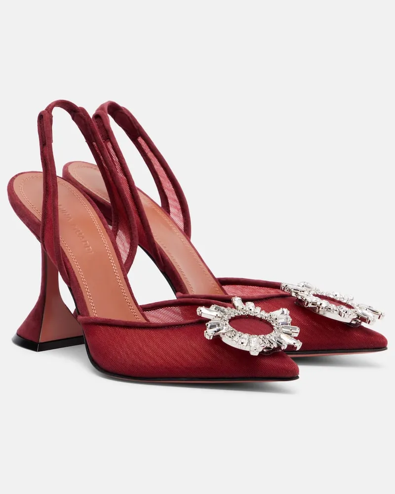 Amina Muaddi Slingback-Pumps Begum 95 aus Mesh Burgunderrot