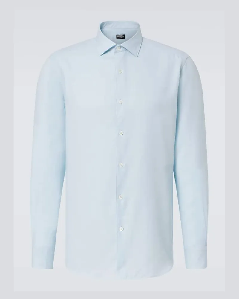 Ermenegildo Zegna Hemd aus Baumwolle und Kaschmir Blau