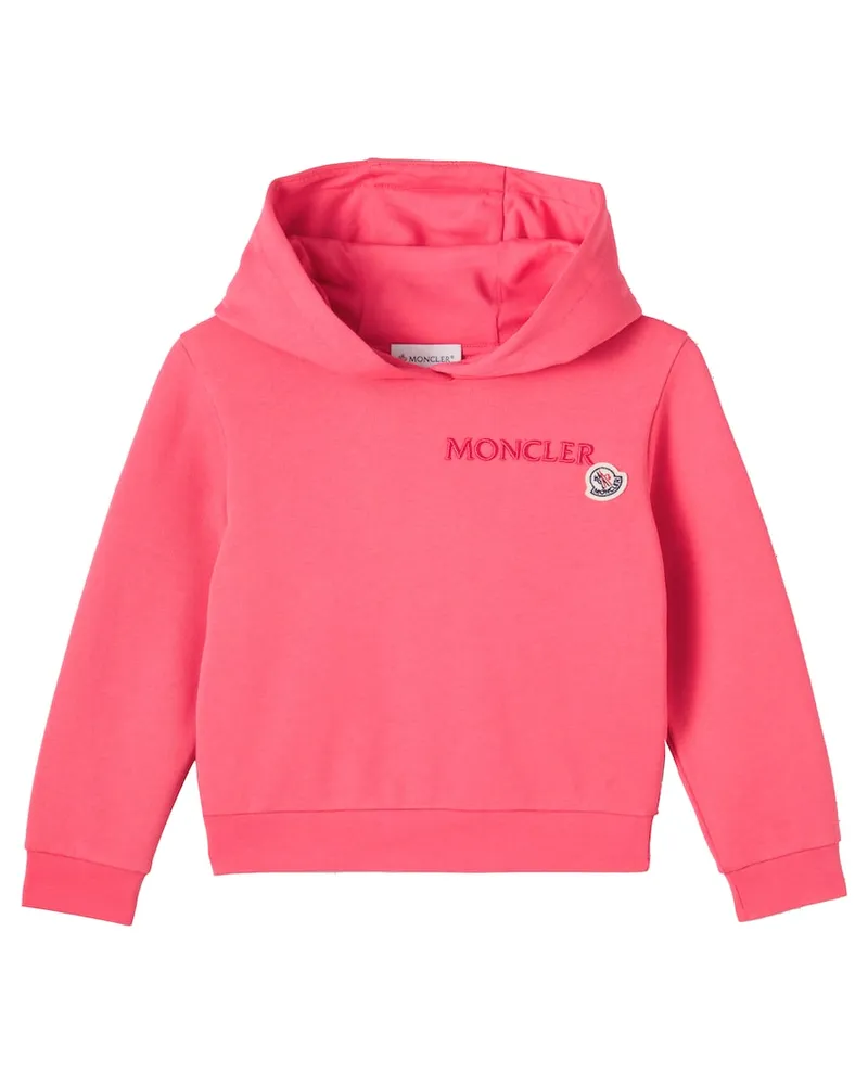 Moncler Bestickter Hoodie aus Baumwoll-Jersey Rosa
