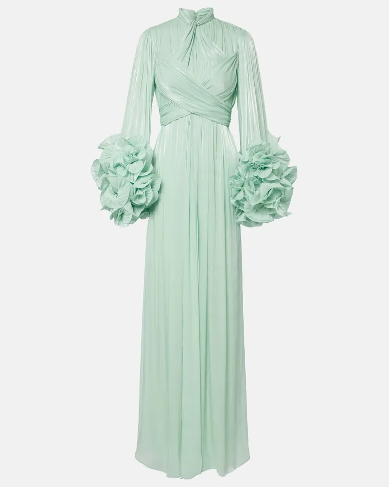 COSTARELLOS Robe aus Georgette mit Rüschen Türkis