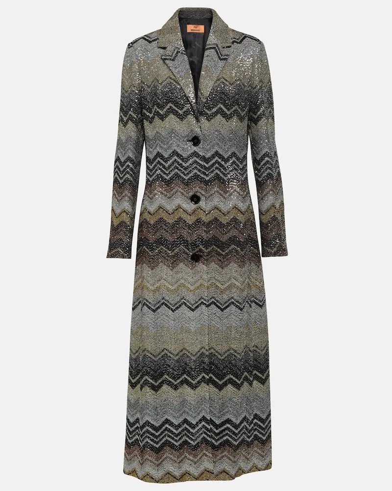 Missoni Verzierter Mantel aus Strick Schwarz