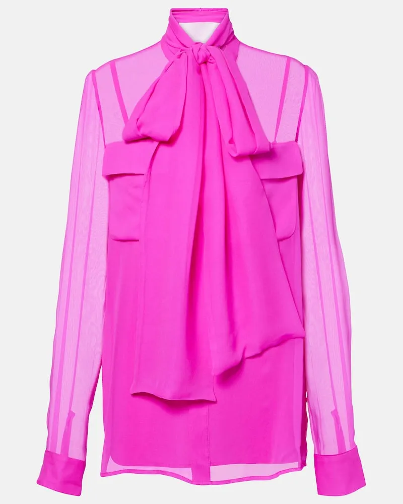 COSTARELLOS Bluse aus Seiden-Georgette Pink