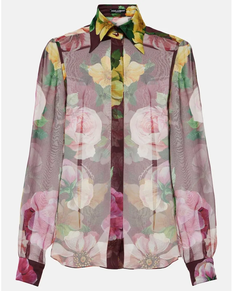 Dolce & Gabbana Bedruckte Bluse aus Seidenchiffon Multicolor