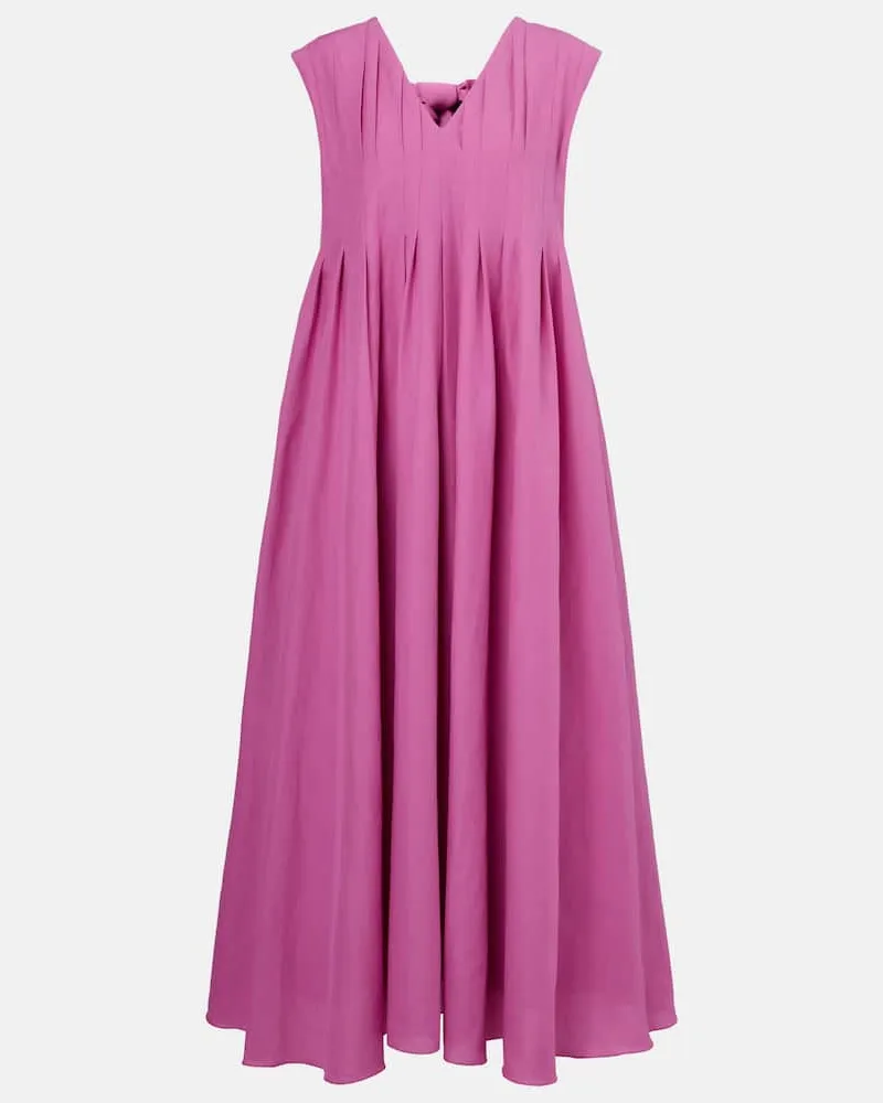Max Mara Maxikleid Piega aus Ramie und Baumwolle Pink