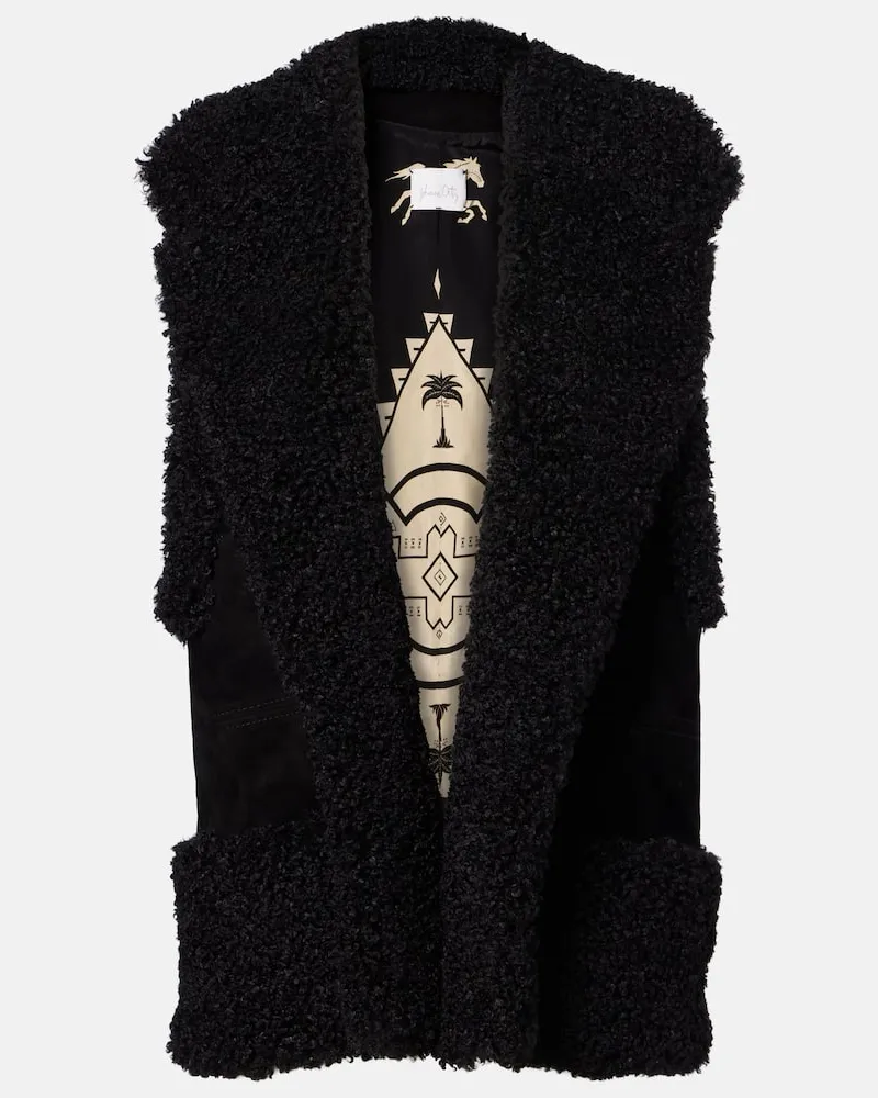 Johanna Ortiz Weste aus Veloursleder mit Shearling Schwarz