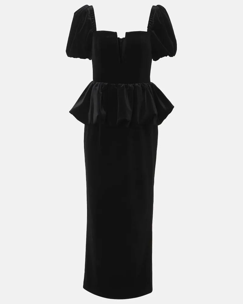 Self-Portrait Midikleid aus Samt Schwarz
