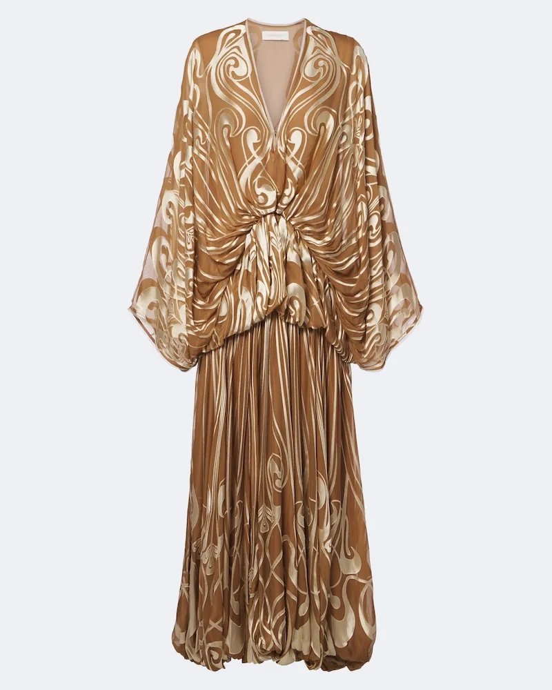 Zimmermann Robe Momentum Burnout Bubble aus Seide Beige
