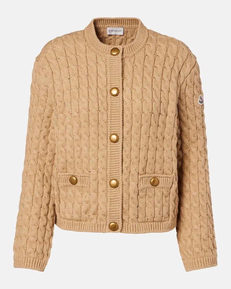 Moncler Cardigan aus einem Baumwollgemisch Beige