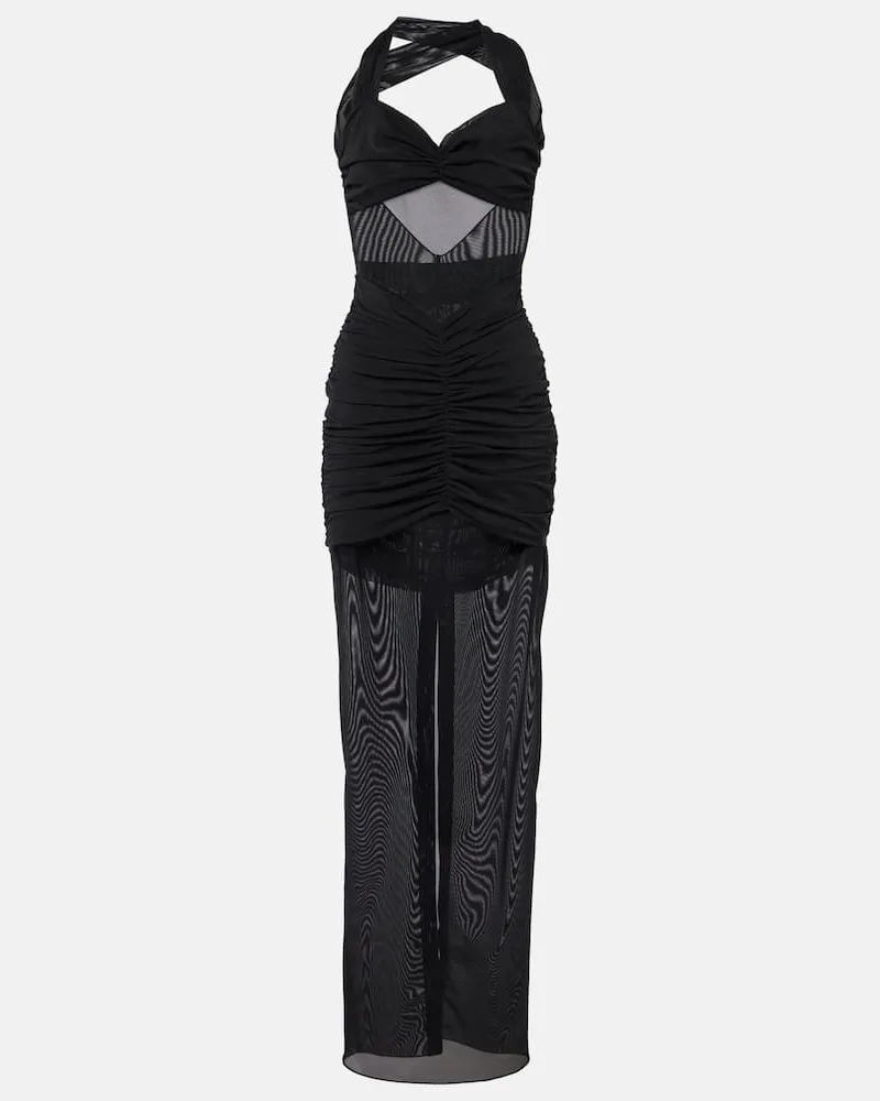 Alessandra Rich Maxikleid aus Mesh Schwarz