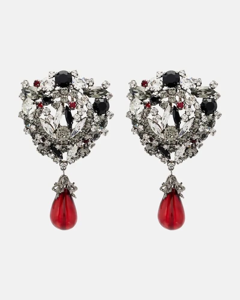 Saint Laurent Clip-Ohrringe mit Kristallen Rot