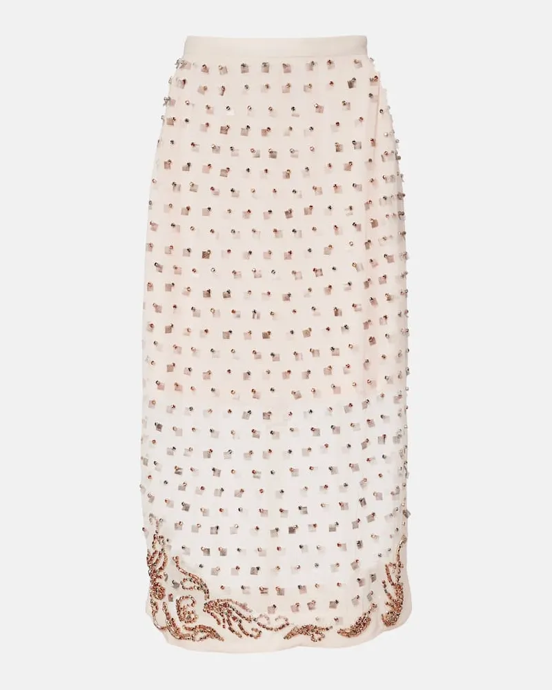 Dries van Noten Verzierter Midirock Rosa