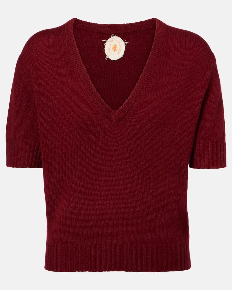 Jardin des Orangers Top aus Kaschmir Burgunderrot