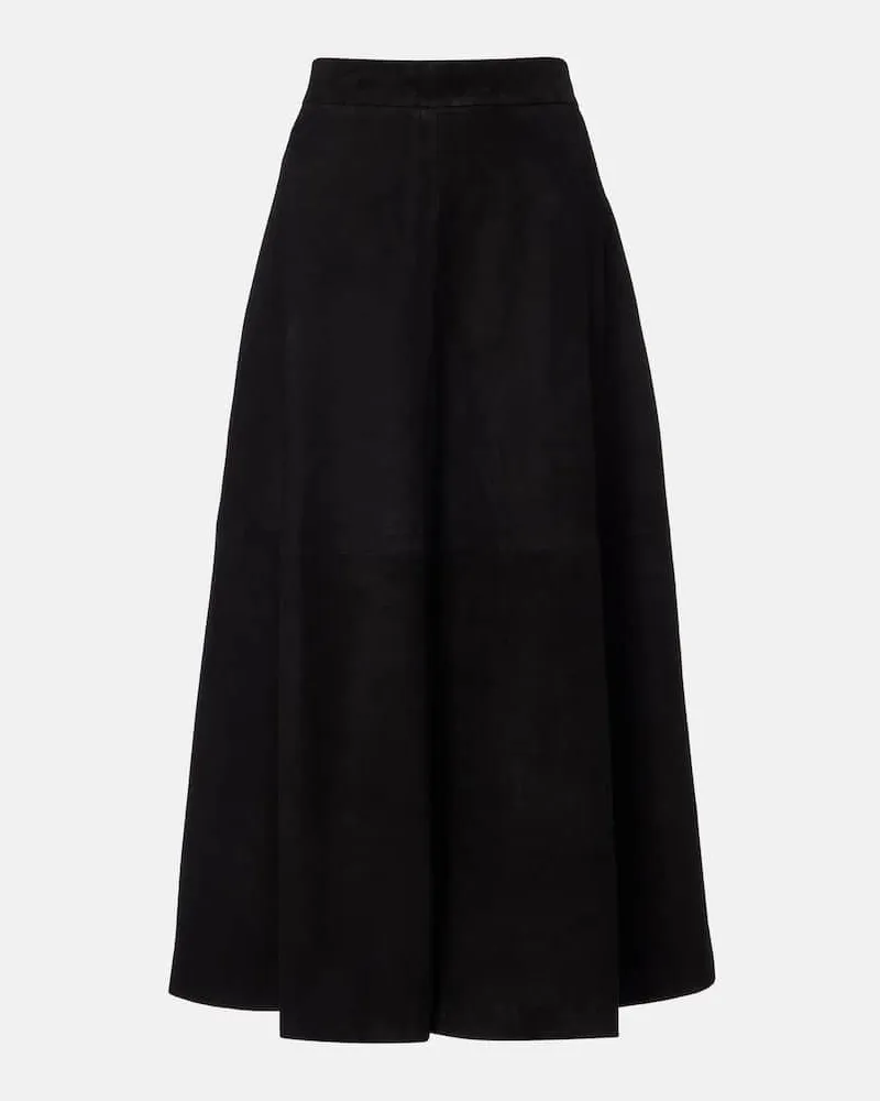 Róhe Róhe Midirock aus Veloursleder Schwarz