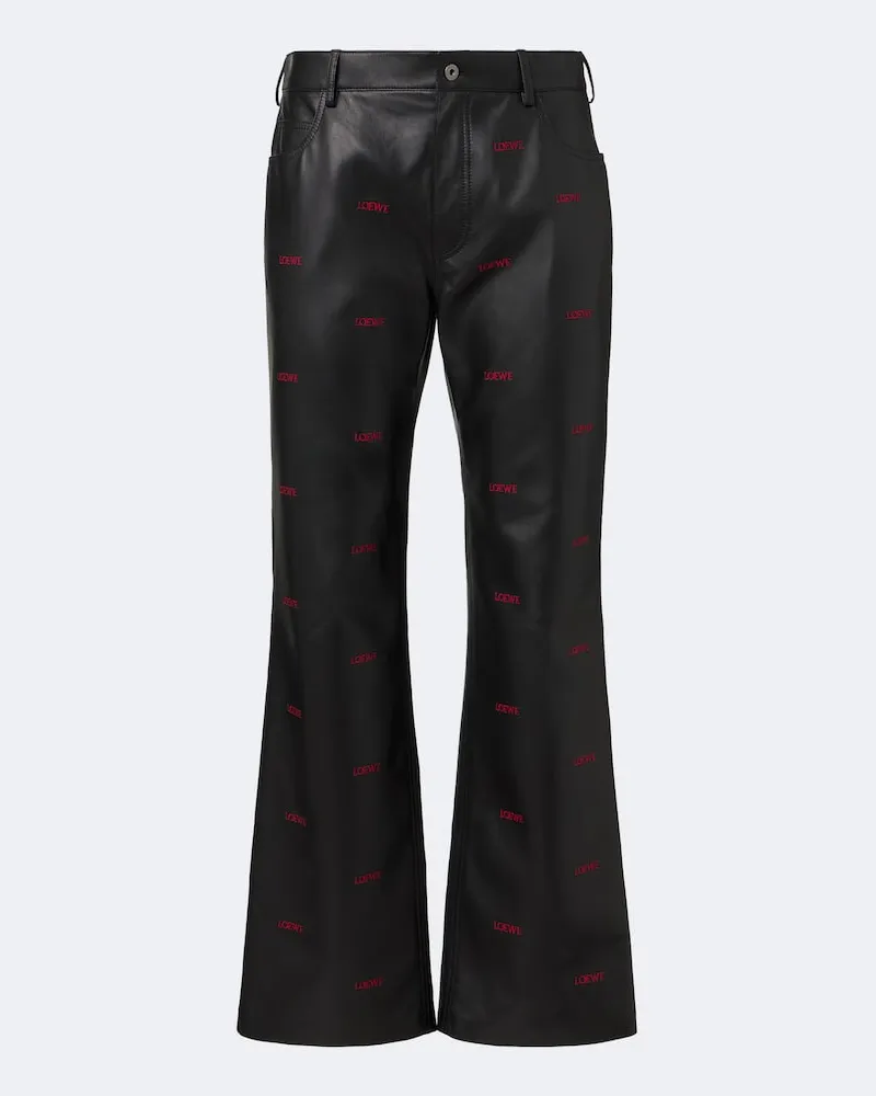Loewe Schlaghose aus Leder Schwarz
