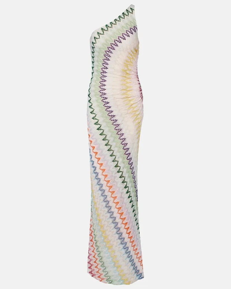 Missoni One-Shoulder-Robe aus Häkelstrick Multicolor