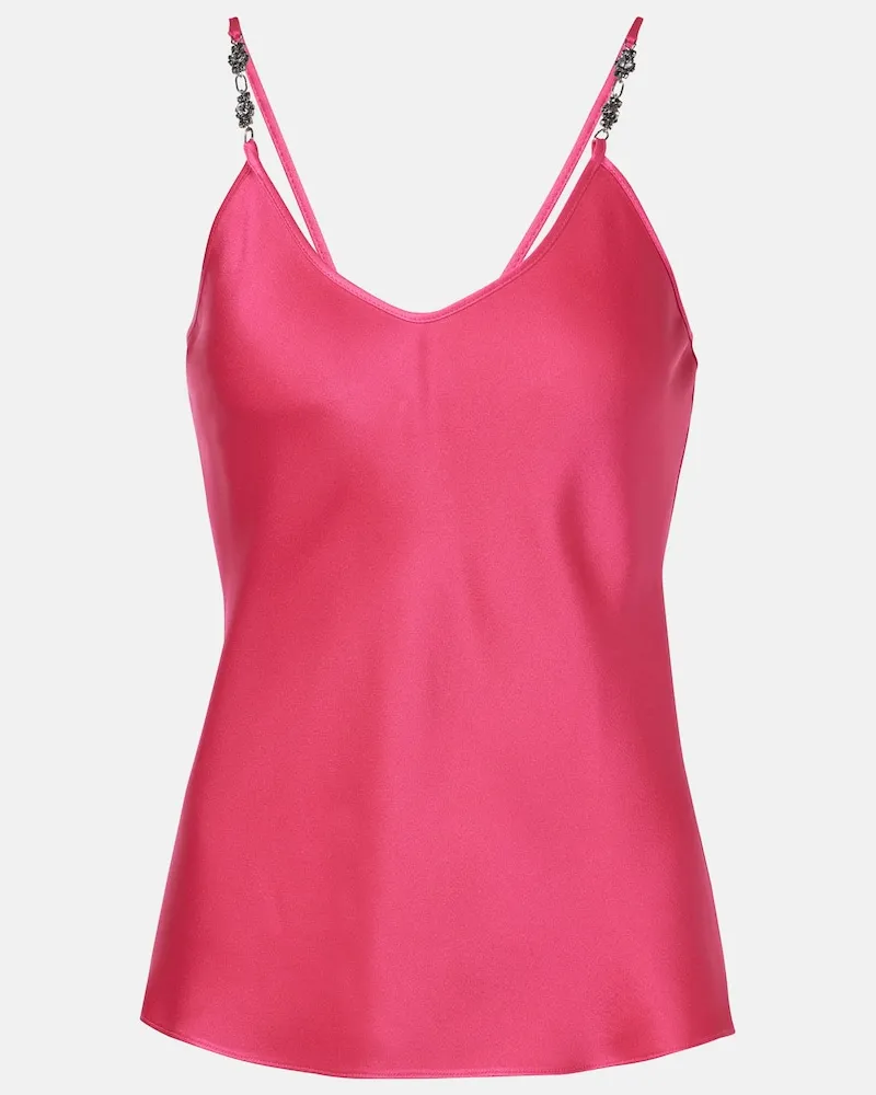 Max Mara Top Afelio aus Satin mit Kristallen Rosa
