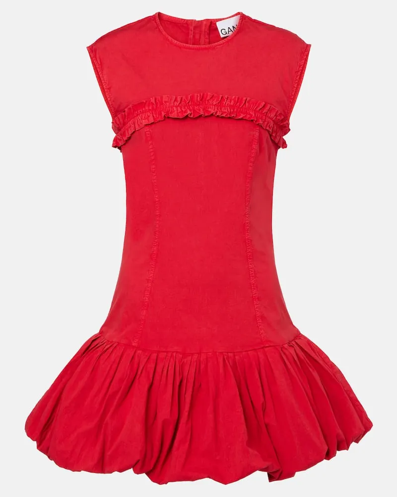 Ganni Minikleid aus einem Baumwollgemisch Rot