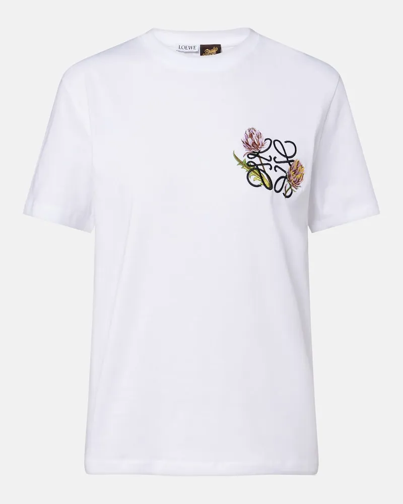 Loewe Paula's Ibiza Besticktes T-Shirt aus Baumwoll-Jersey Weiß