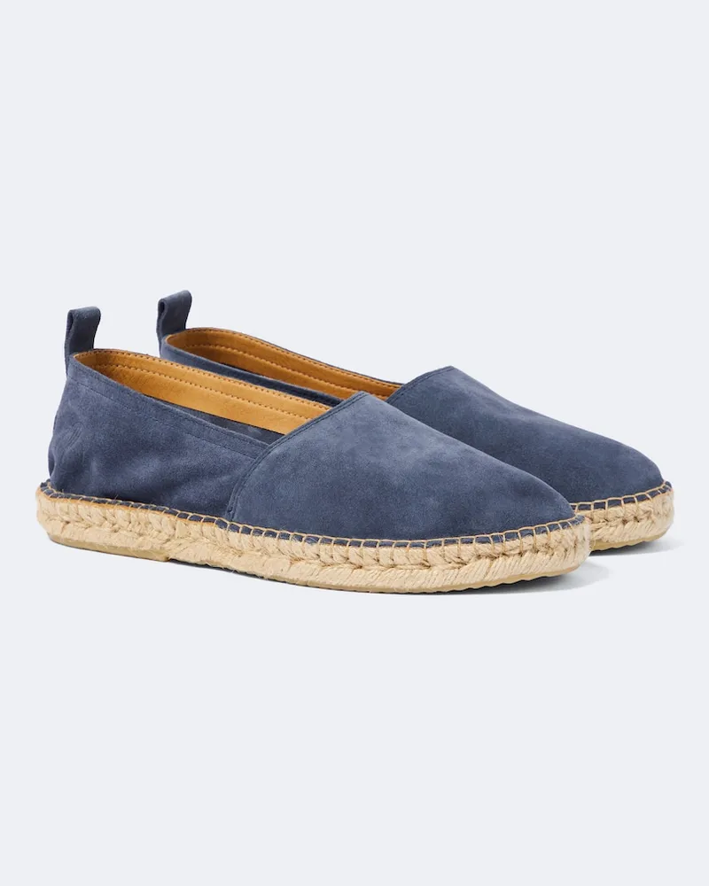 Frescobol Carioca Espadrilles Helio aus Veloursleder Blau