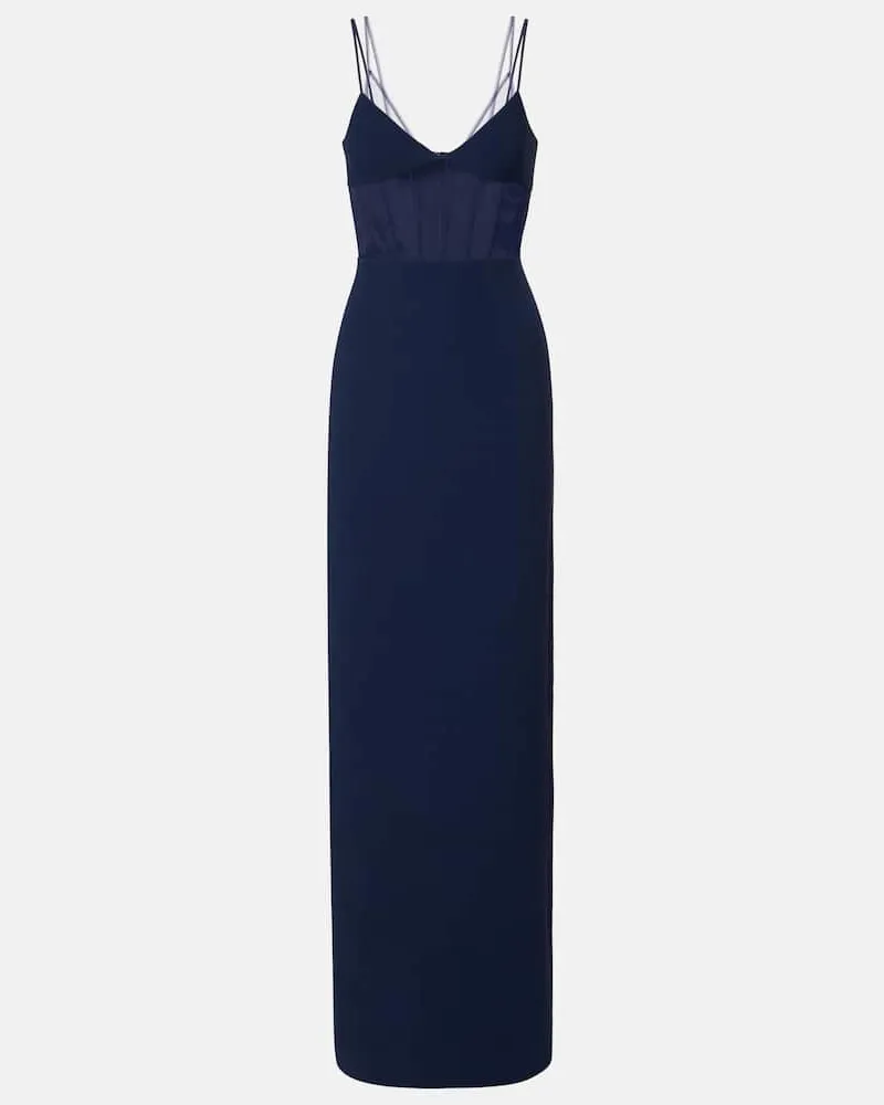 David Koma Bustier-Kleid mit Tüll Blau