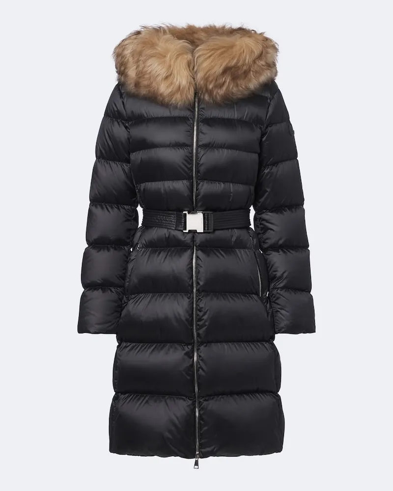 Moncler Daunenmantel Leersies mit Shearling Schwarz