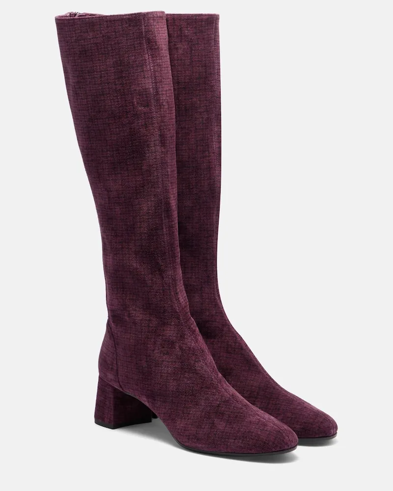 Aquazzura Stiefel Saint Honoré 50 aus Veloursleder Violett