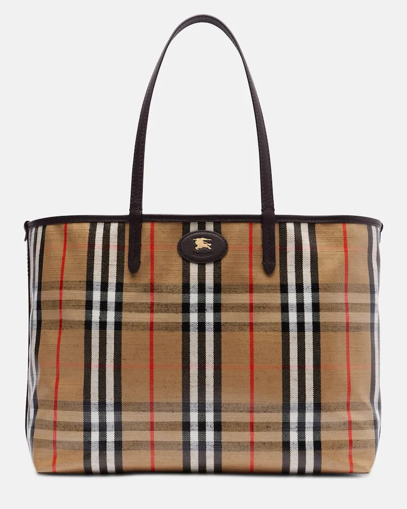 Burberry Tote Bag Highlands Medium aus Jacquard Beige
