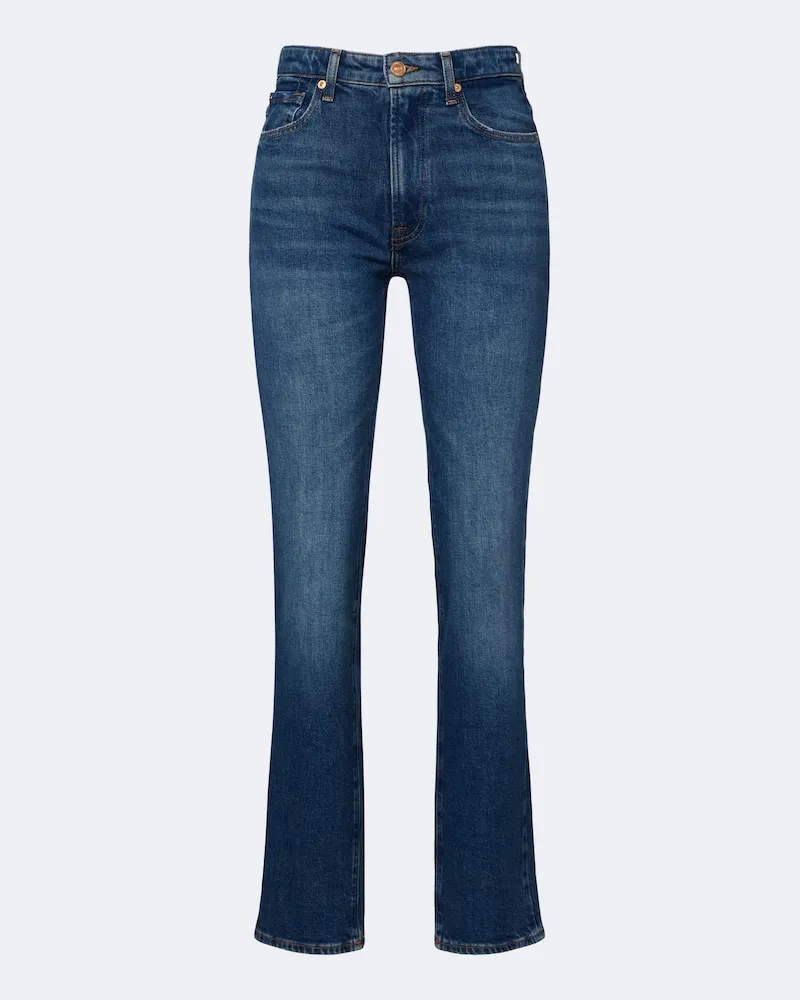 7 for all mankind High-Rise Straight Jeans Blau