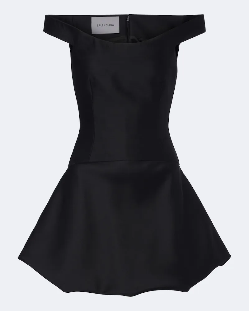 Balenciaga Bustier-Kleid aus Wolle und Seide Schwarz