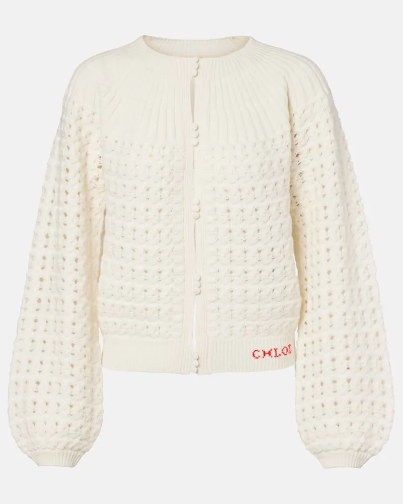 Chloé Chloé Cardigan aus Wolle und Kaschmir Weiß