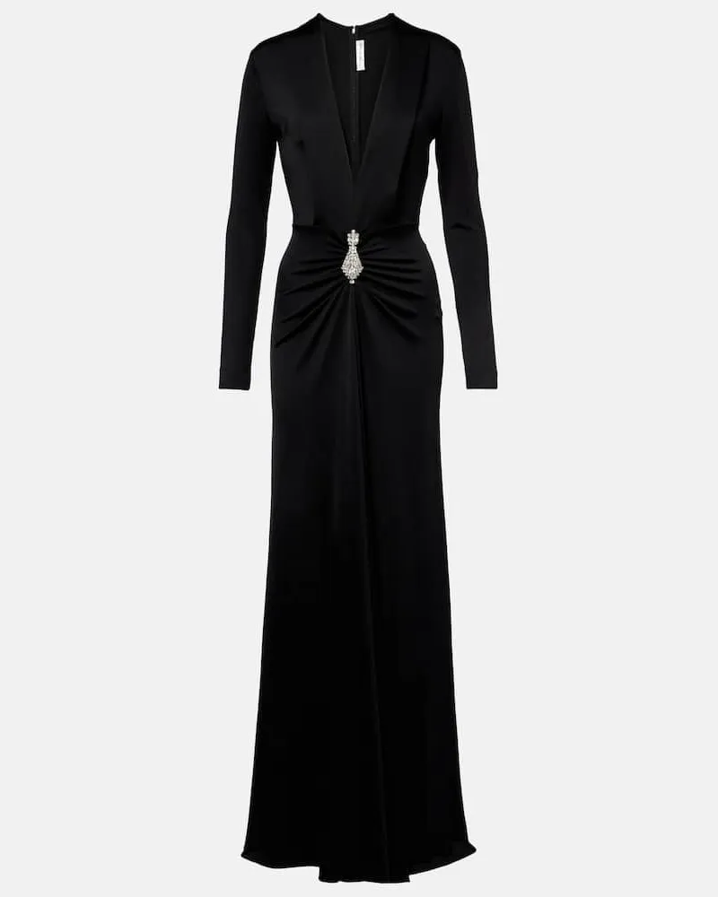Victoria Beckham Robe aus Crêpe mit Kristallen Schwarz