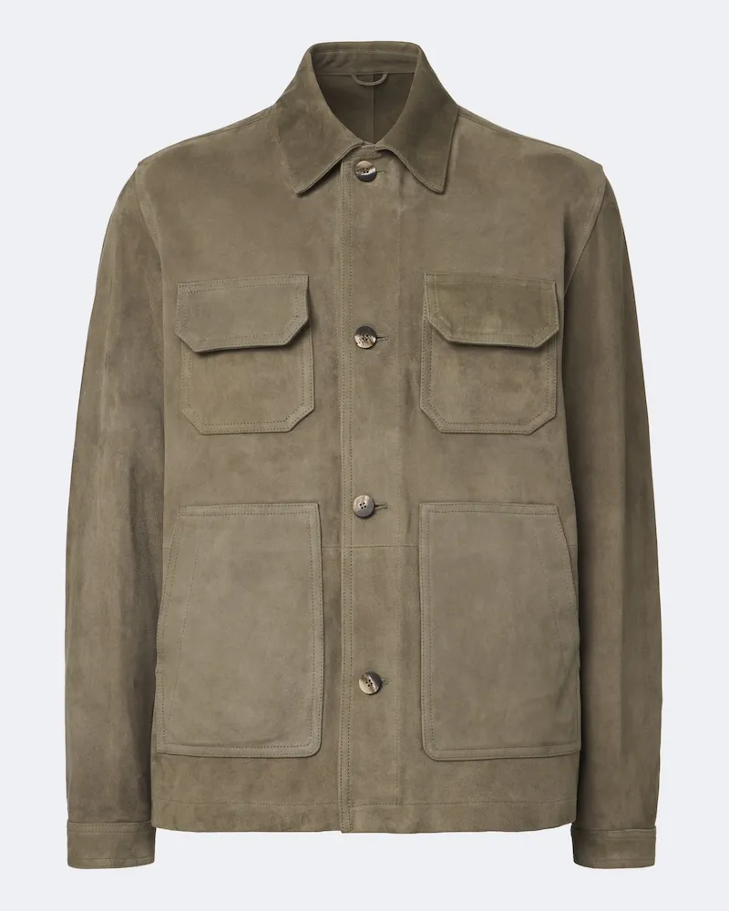 Frescobol Carioca Jacke Ravi aus Veloursleder Grün