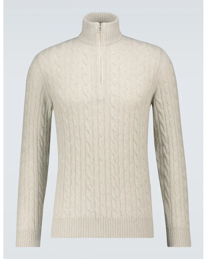 Loro Piana Pullover Mezzocollo Treccia aus Kaschmir Nude